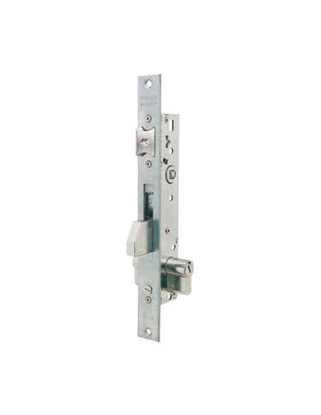 Cerradura embutir carpintería metálica TESA ASSA ABLOY modelo 2210 inox Distancia entre eje de llave y extremo de puerta 25 MM