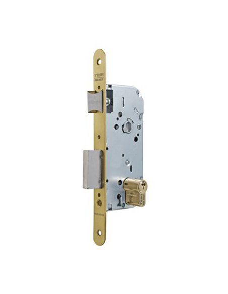 Cerradura embutir madera de canto redondo TESA ASSA ABLOY serie 130 esmaltada Distancia entre eje de llave y extremo de puerta 5