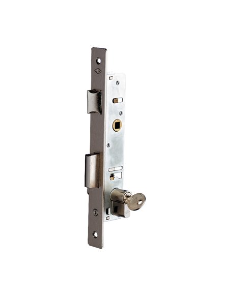 Cerradura embutir CVL carpintería metálica modelo 1984 latonado Distancia entre eje de llave y extremo de puerta 20