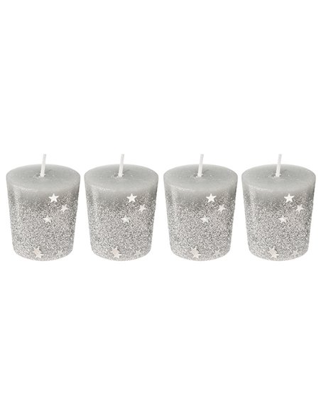 Pack 4 velas decoradas 4,5 cm Color Plata