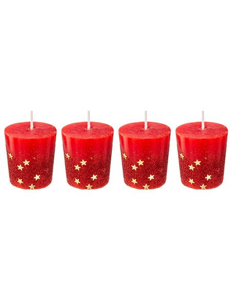 Pack 4 velas decoradas 4,5 cm Color Rojo