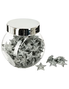 Bote de confeti 100 estrellas de plástico Color Plata