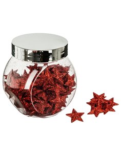 Bote de confeti 100 estrellas de plástico Color Rojo