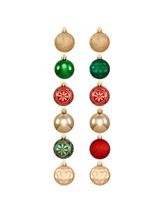 Juego de 12 bolas Navidad ø 6 cm Color Combi Rojos/verdes/dorados