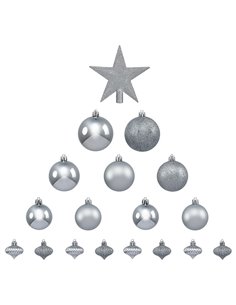 Kit decoración Navidad 18 piezas surtidas Color Plata