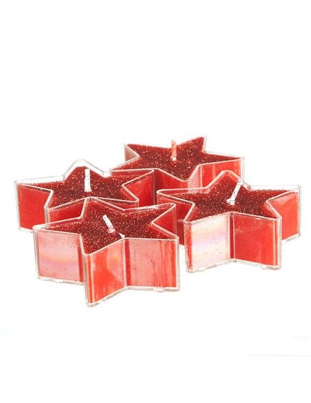 Pack 4 velas decorativas en forma de estrella Color Rojo