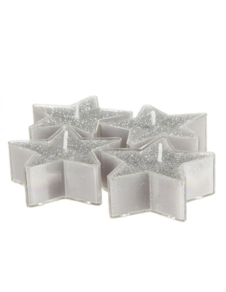 Pack 4 velas decorativas en forma de estrella Color Plata