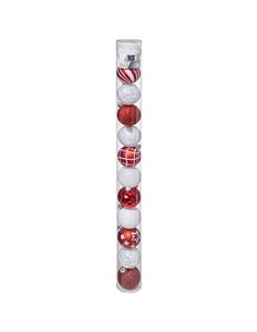Juego de 12 bolas Navidad ø 6 cm Color Combi blancos/rojos