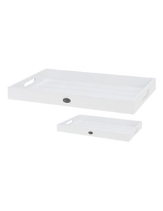 Juego 2 bandejas para servir en madera blanco