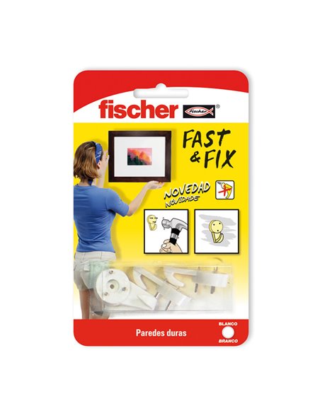 Pack de 4 colgadores 3 puntas FISCHER especial cuadros